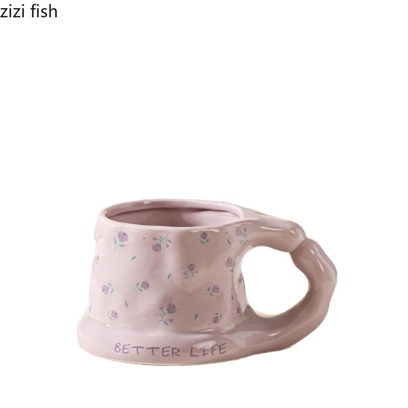 Hand Held Ceramic Coffee Cup Girl's Water Cups Large Capacity Mug Breakfast Cup Milk Mug Afternoon Tea Cups Juice Mugs Tea Mugs