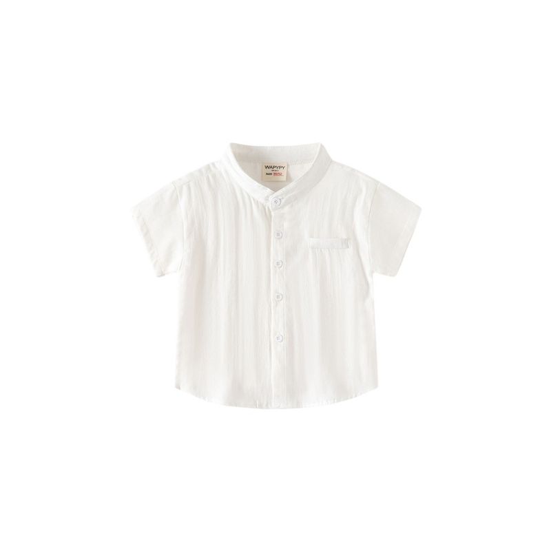 Half Sleeve Summer Boys' Stand Collar Cotton Tops Shirt