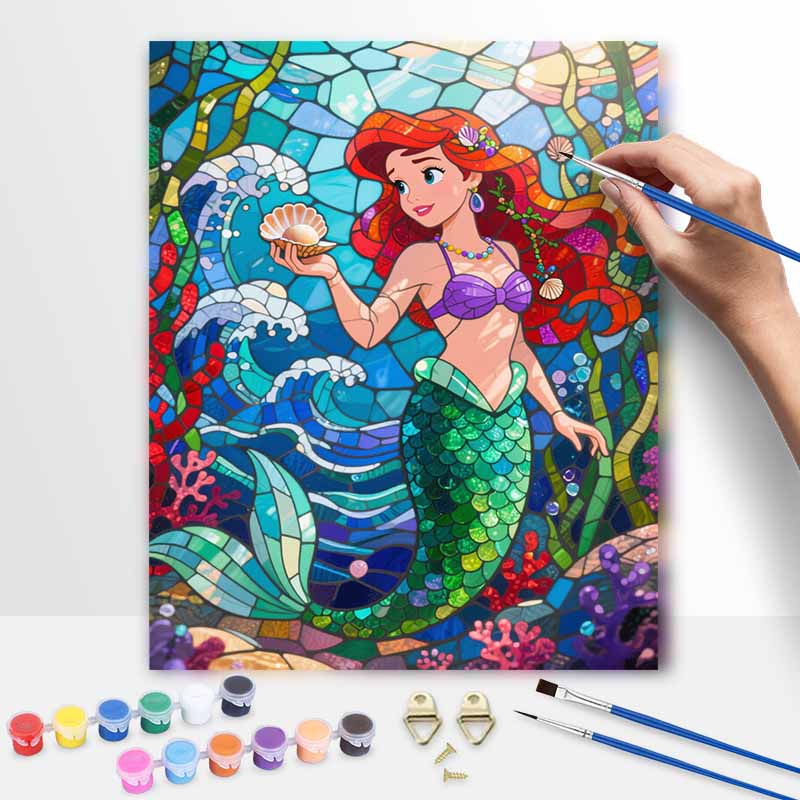 Disney Oil Painting Hand Painting Coloring Painting Mermaid Handmade Diy Home Decoration Gift