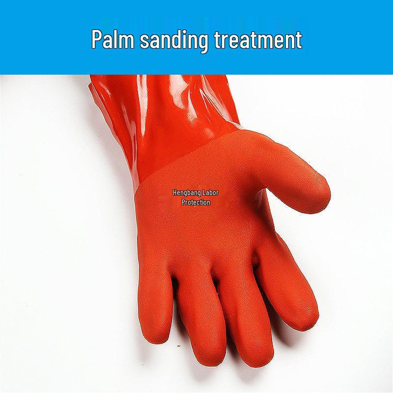 Genuine East Asia 880 Oil-Resistant PVC Gloves – Acid, Alkali, and Water-Proof, Anti-Slip, Wear-Resistant Industrial Protective Gloves.