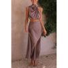 Sexy Two-Piece Set2024 Fashion New Arrival Spring and Summer Women's Clothing Satin Multicolor Silm Casual Two-Piece Suit