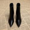 Autumn Winter Pointed Toe Women Thick Heel Ankle Boots Street Style Banquet Party Short Botas Mujer