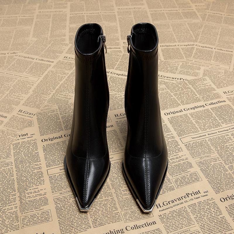 Autumn Winter Pointed Toe Women Thick Heel Ankle Boots Street Style Banquet Party Short Botas Mujer