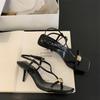 Metal Buckle One-word with Square Head Thin Heel Open-toed Women's Shoes 2025 Summer New Thin Strap Celebrity Sandals with Skirt Shoes
