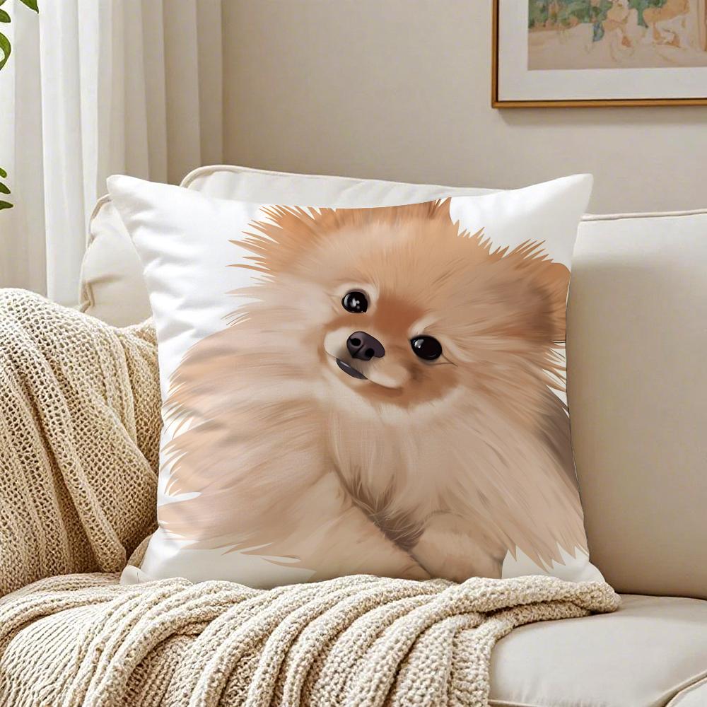 NICE CUTE Pomeranian Dog Cushion Cover Pillowcase Antidustmite Living Room Sofa Decor Cushion Room