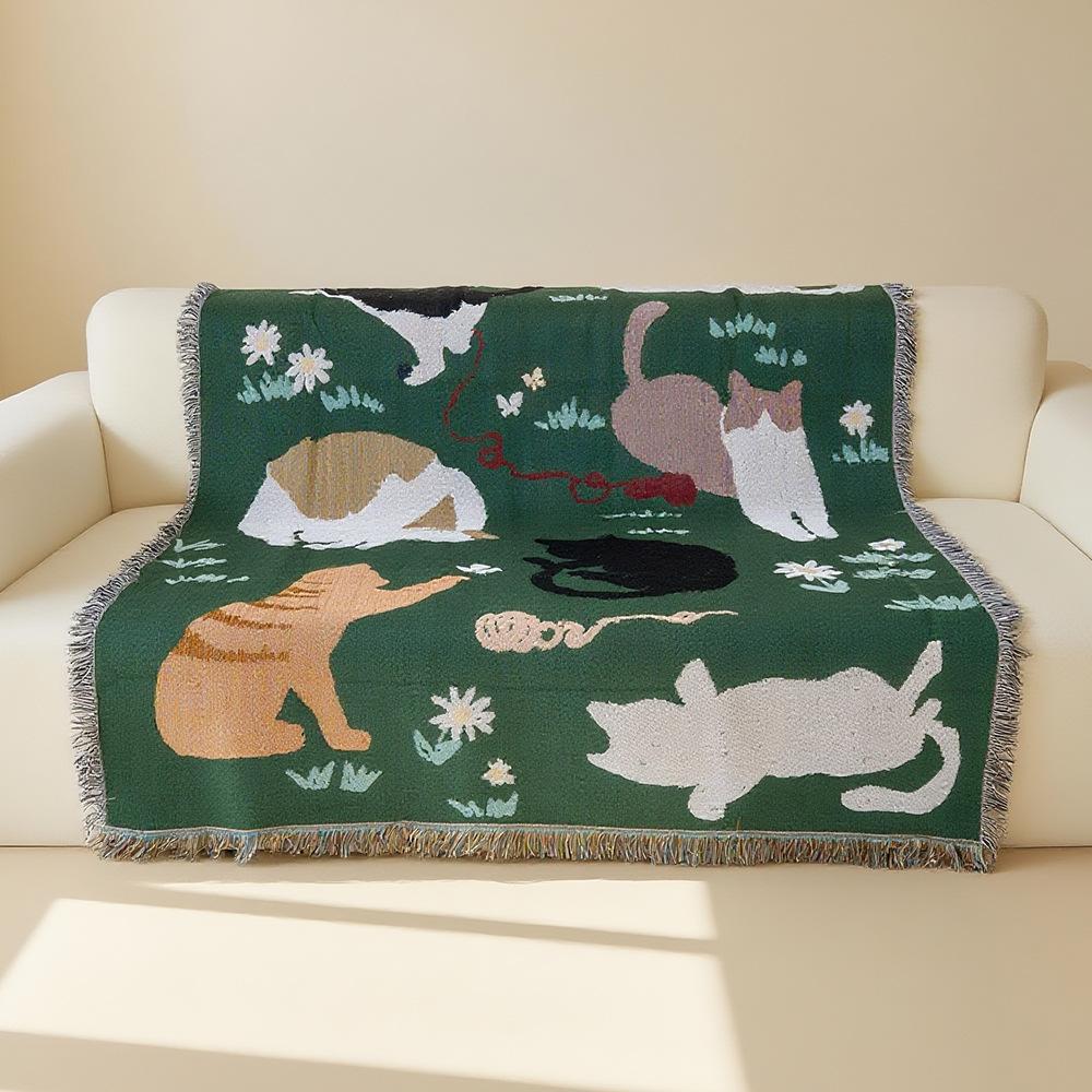 Jacquard Tapestry Picnic Blanket for Outdoor Camping Doubles as Living Room Sofa Throw or Office Nap Layer with Style