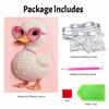 DIY Frameless Pearl Art Painting Kit Cute Duck Wearing Pink Glasses 3D Sparkling Bead Canvas Gift for Craft Lovers Decor