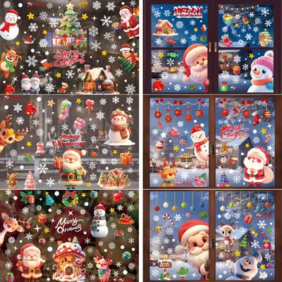 Merry Christmas Wall Sticker Window Glass Merry Christmas Decor for Home Living Room Wall Decor Happy New Year Sticker