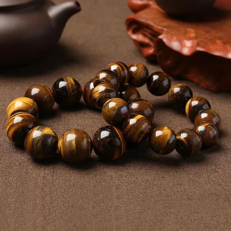 Bracciale Occhio di Tigre alla Moda Uomo e Donna Fascino Gioielli in Pietra Naturale Buddha Curativo Corda Elastica Bracciale con Perline di Cristallo per Coppia