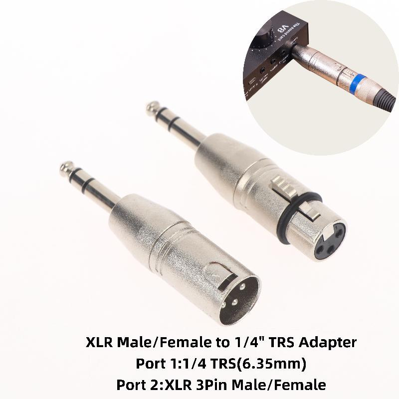 1/2Pcs 6.5Mm Stereo 1/4" Trs Male To Xlr 3Pin Female & Male Stereo Balanced Audio Connectors 1/4 Inch Trs To Xlr Adapter Set