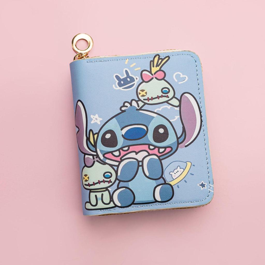 2025 Cartoon Stil Stitch PU Geldbörse: Unisex Kurzes Reißverschluss-Münzfach & Ausweishalter