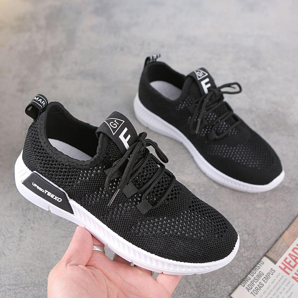 2026 Spring/Summer Women's Knit Casual Solid Color Lightweight Lace-up Flat Shoes - Trendy and Fashionable Sports Style