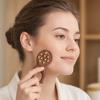 Yousheng Sandalwood Facial Massage Roller with 12 Brass Beads, Y-Shaped Ergonomic Gua Sha Tool for Face Eye Nose Ear Muscle Relaxation Tension Relief