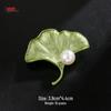 Versatile Green Leaf Brooch Pin with Pearl - Safety Pin for Sweaters, Coats, and Corsage Accessories