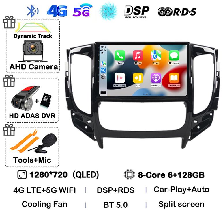 Android 14 WIFI+4G Carplay Auto For Mitsubishi Pajero Sport 3 L200 2015 2016 2017 2018 2019 Car Radio Multimedia Player GPS QLED