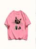 Black Kitten Cute Printed Picture Shortsleeved 2026 Summer Comfortable Base Round Neck Style Womens Tshirt