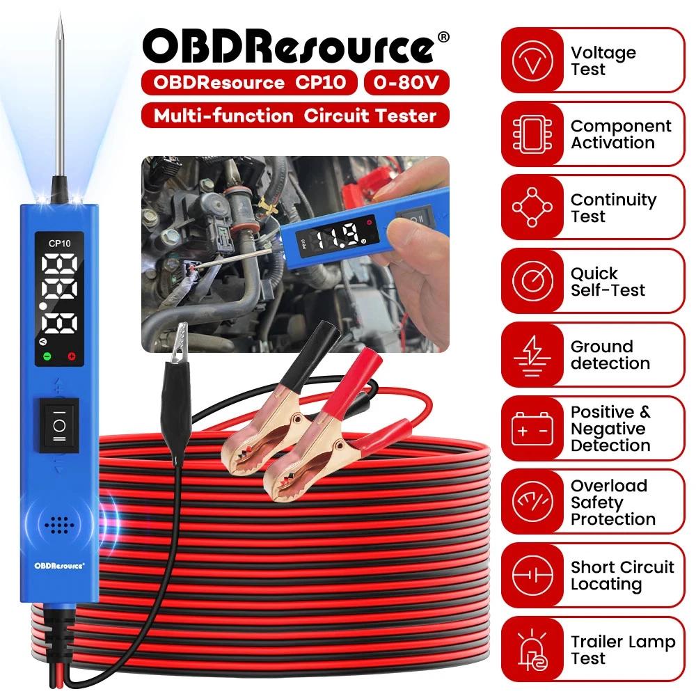 CP10 Automotive Circuit Tester 0-80V Automotive Power Circuit Probe Multifunctional Electrical System Diagnostic Tool