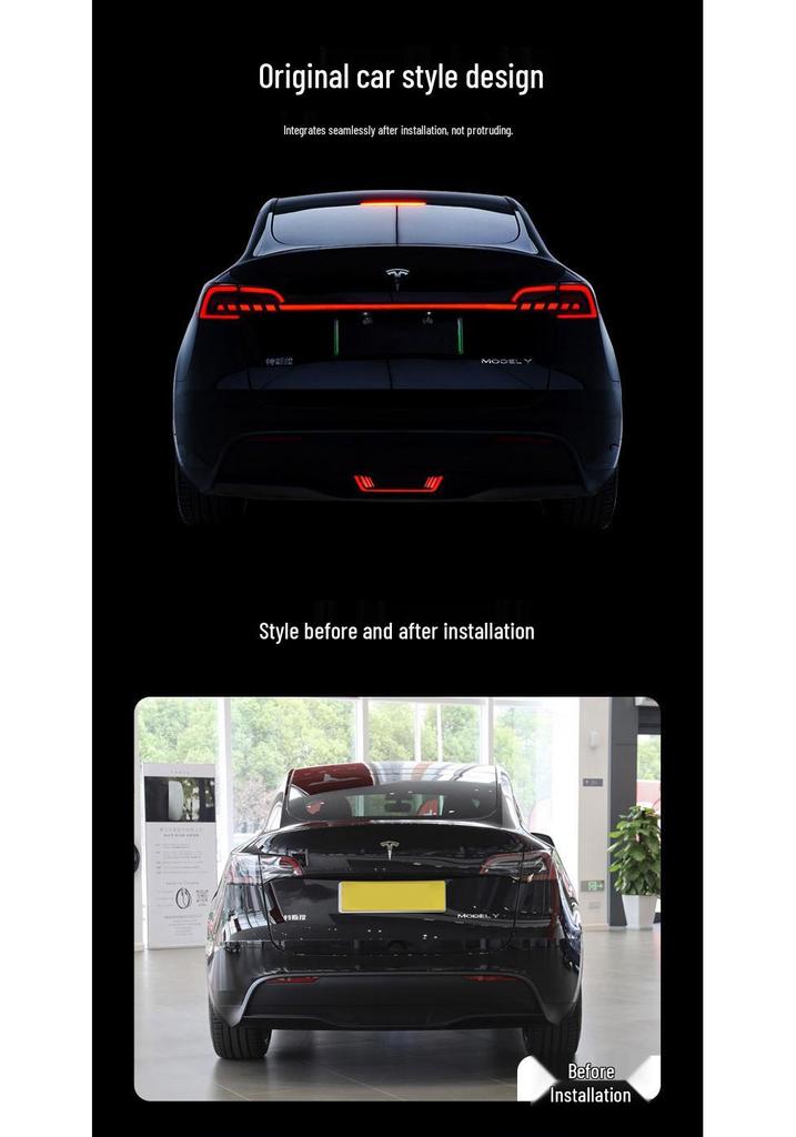 Compatible with Tesla Y/3 Tail Light Assembly, Saber-Style LED Running Lights & Flowing Turn Signals.