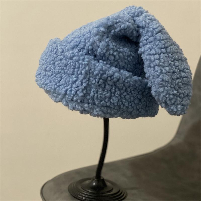 Solid Color Rabbit Ears Knitted Hat Funny Knit Hat Woolen Hat Fashion Trendy Wild Pile Hat Ear for Protection Windproof
