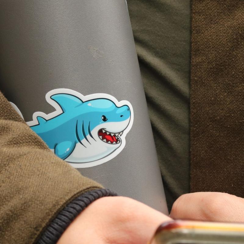 Shark Sticker, Cute Cartoon Sea Animal, Waterproof Sticker For Kids, Dishwasher Safe Sticker, Cute Sticker For Girls, Fun Sticker For Boys
