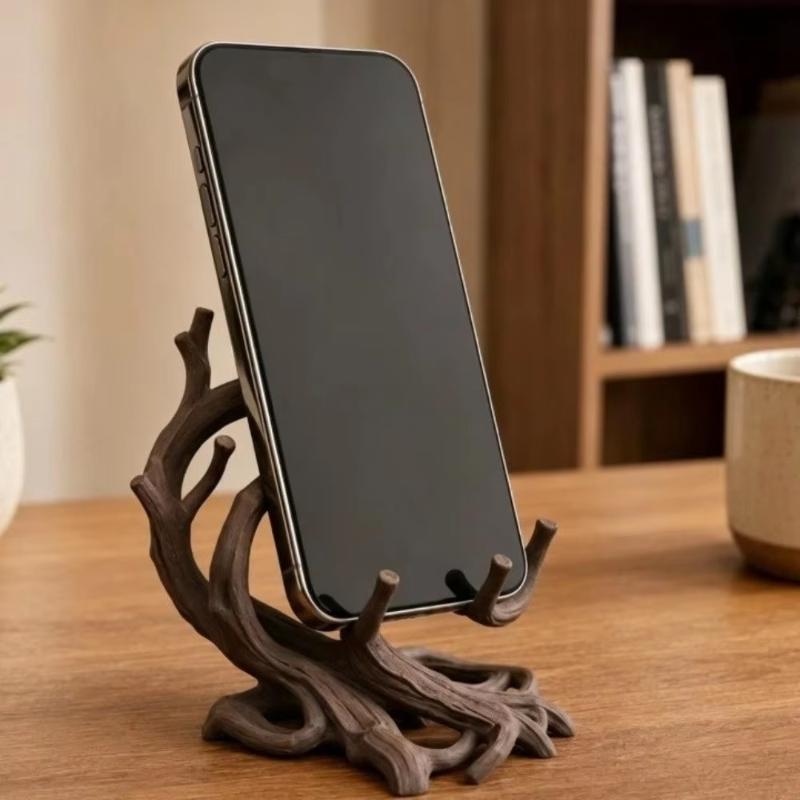 Soporte para Teléfono con Forma de Rama de Árbol Rústica Impresión 3D Pla Soporte Estable para Decoración del Hogar y la Oficina