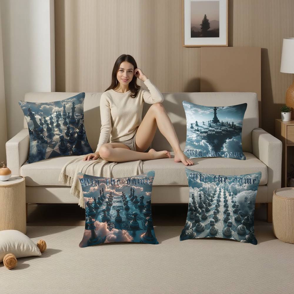 Classic Chess Pillow Case Plush Fabric Soft Double Sided Print Sofa Cushion Cover Throw Pillow Covers