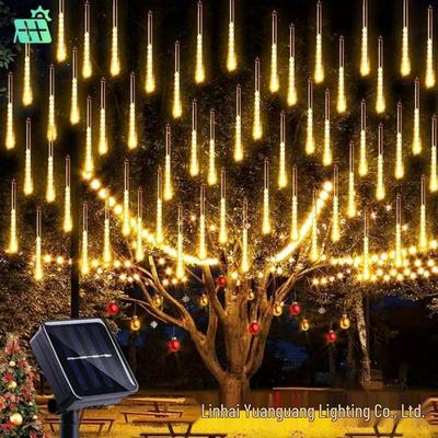 Waterproof LED Meteor Shower String Lights with Solar Remote for Outdoor Christmas Tree Decoration