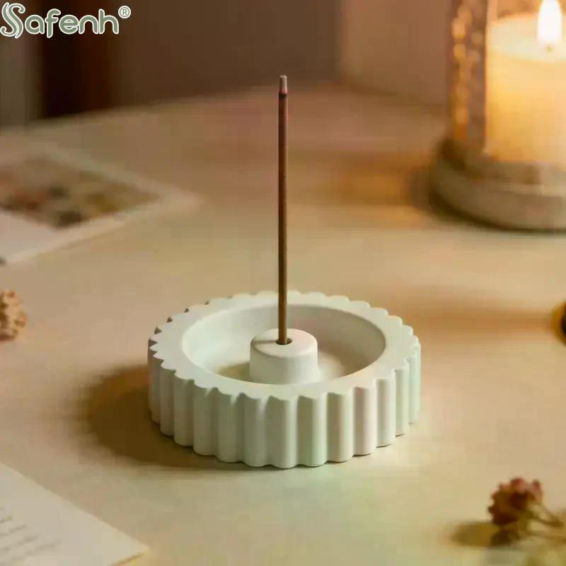 DIY Round Silicone Mold for Concrete Resin Gypsum Incense Holder Home Nature Scents Support Plate Crafting Tool