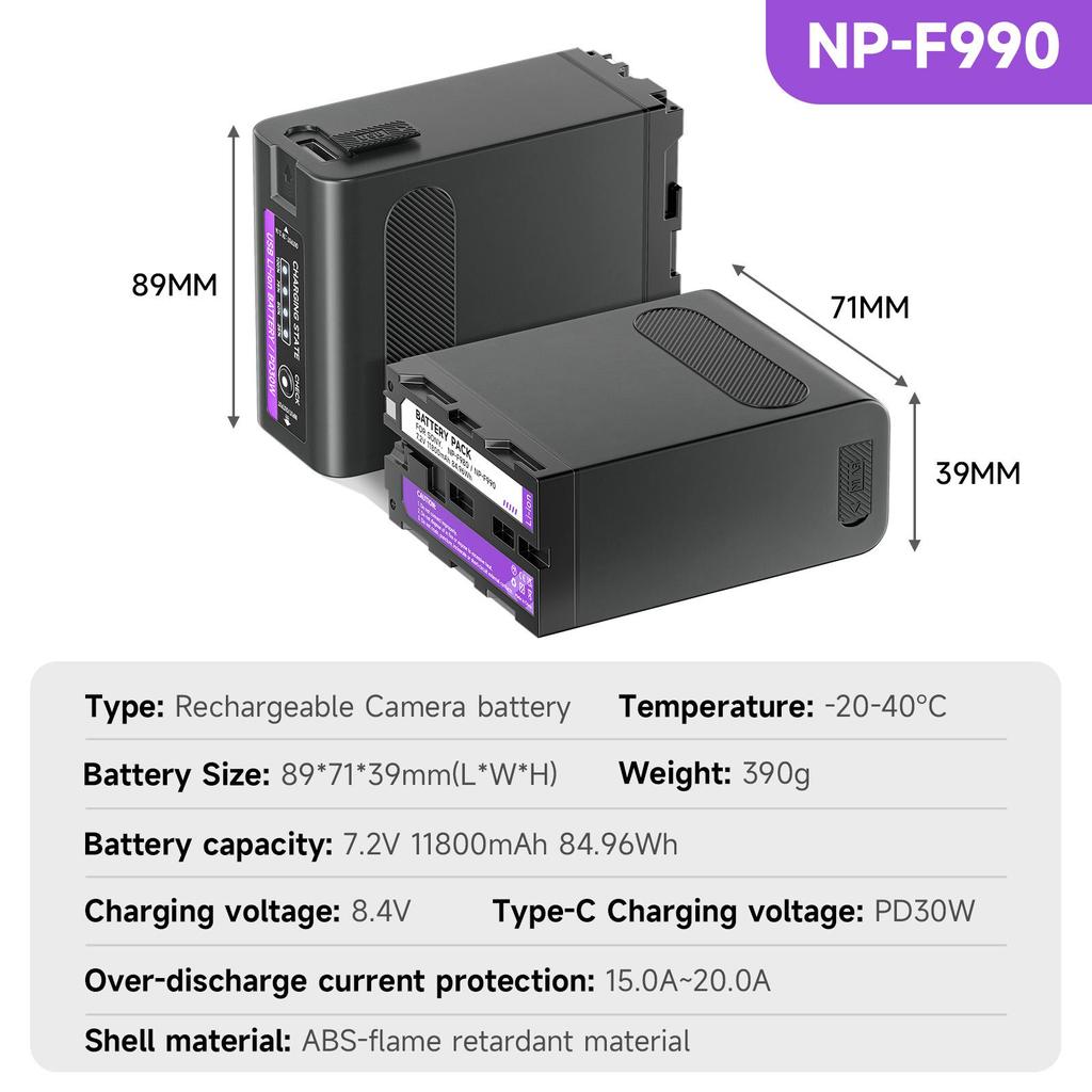 PALO 11800mAh NP-F990 NP-F970 F960 F970 Battery with LED Power Indicator for Sony F960 F550 F570 F750 F770 MC1500C 190P