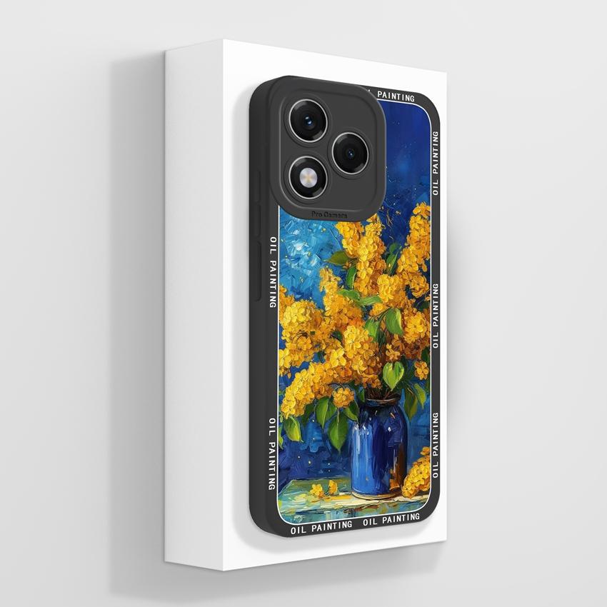 Silikonový kryt s motivem květiny pro Huawei 400 Lite X7c X8 X8c X9c Play 30 60 Plus, odolný proti pádu, s motivem květů a ochranou obrazovky proti pádu pro Huawei.