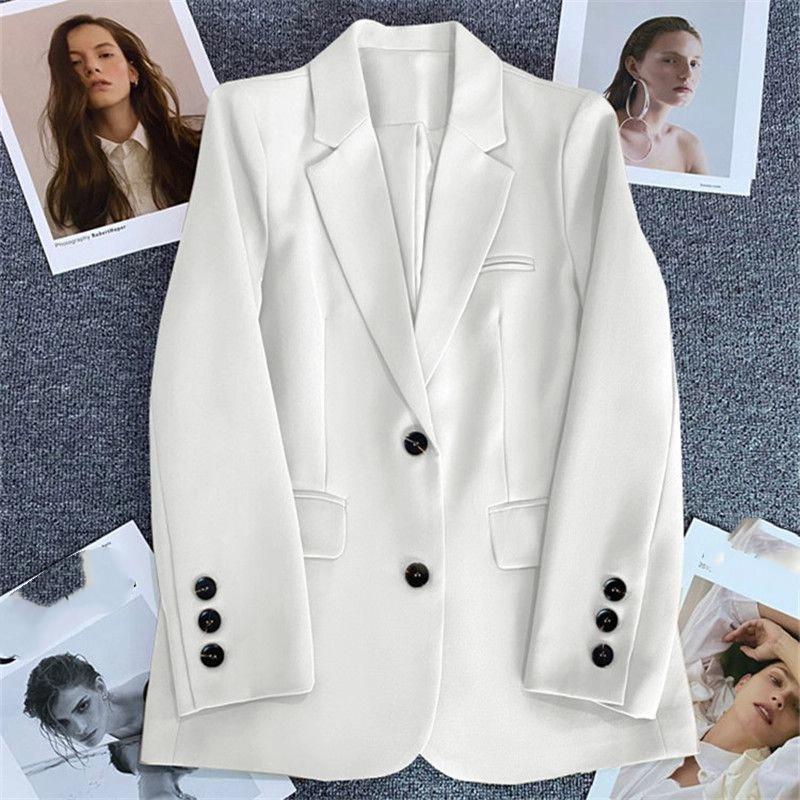 Новый весенний пиджак для женщин, маленький темперамент, ощущение свободы, повседневный шик, элегантное модное пальто, топ S белый