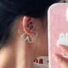 Fashion Exaggerated Hollow Flower Ear Bone Clip Non-Pierced Earring Silver Color Ear Cuff for Women Girls Aesthetic Jewelry