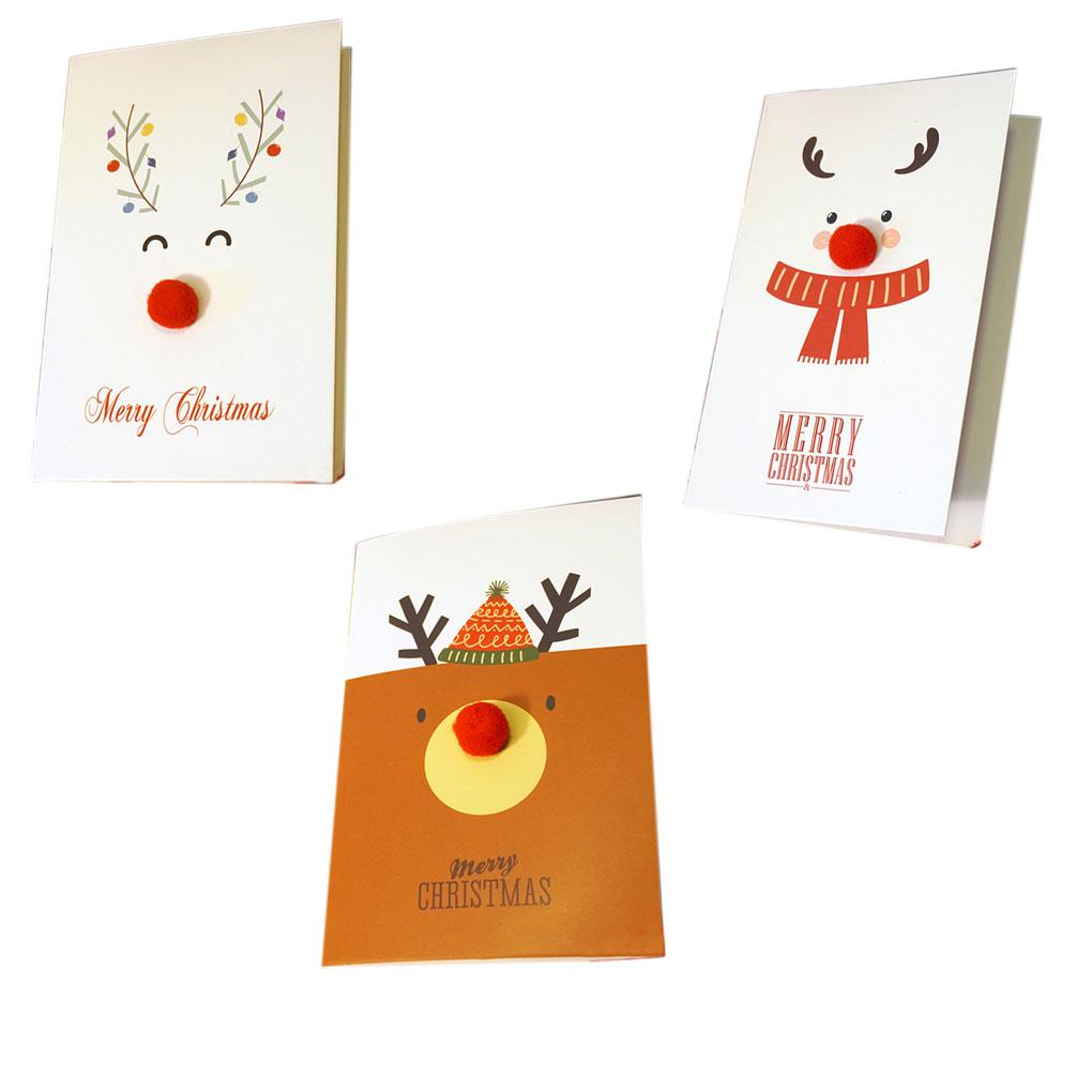 Unique Merry Xmas 3D Cartoon Animal Card Happy New Year Christmas Card Postcard Holiday Children Gift Cards