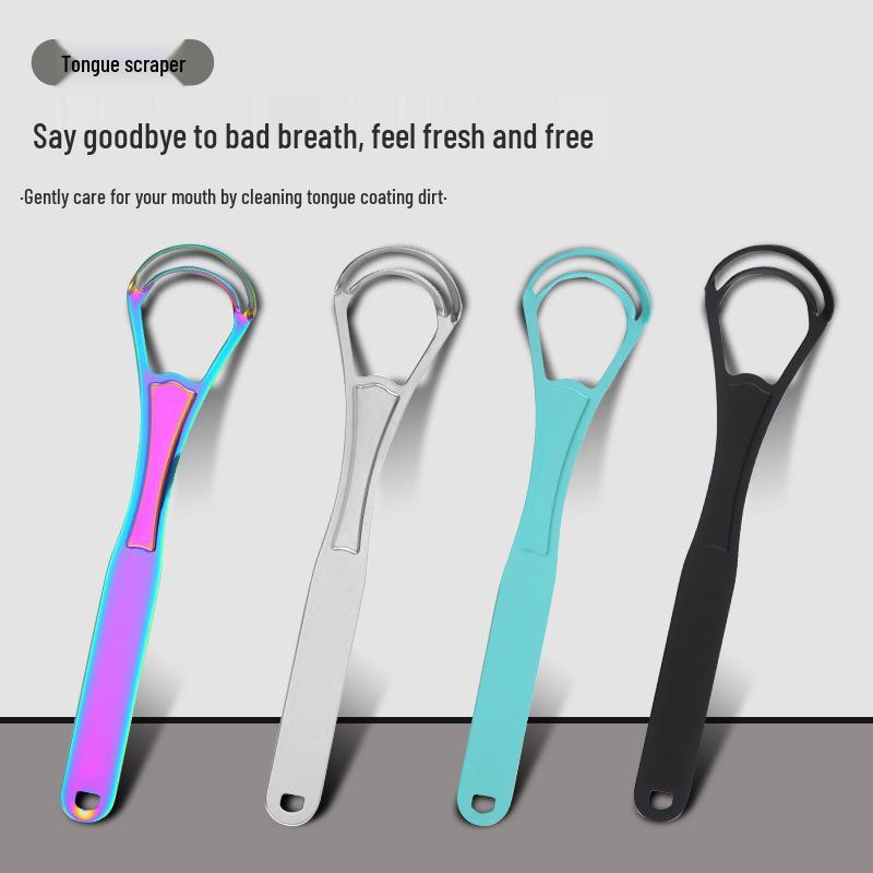Zhou Stainless Steel Tongue Scraper & Cleaner - Reduce Bad Breath, Wash & Scrape Tongue.