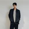 Monplisse [Men'S] Leather-Like Pleated Bomber Jacket [Black]