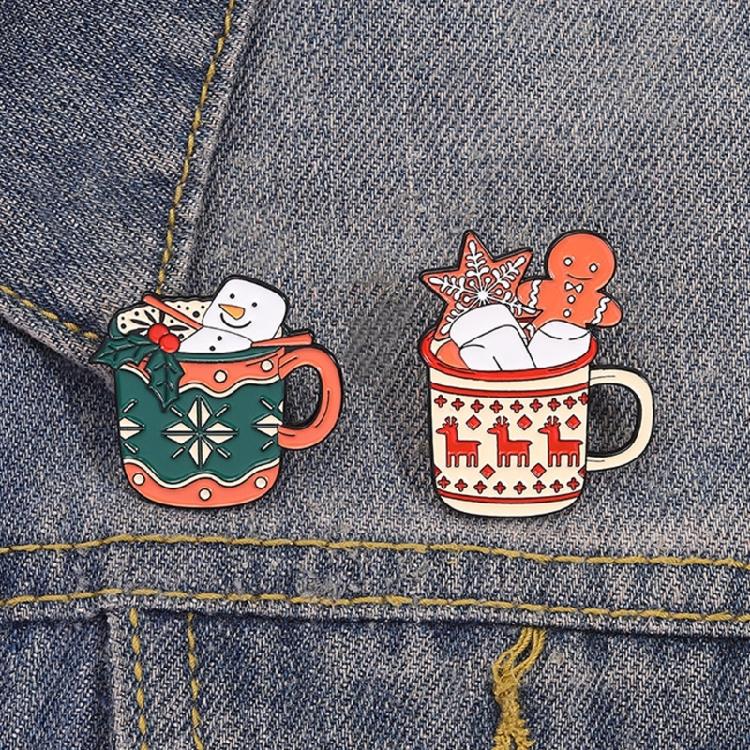 Festlig Pepparkaksmans Älg Emaljerad Brosch Julkopp Design Legeringsnål Bröstsmycke Gåva Till Vän