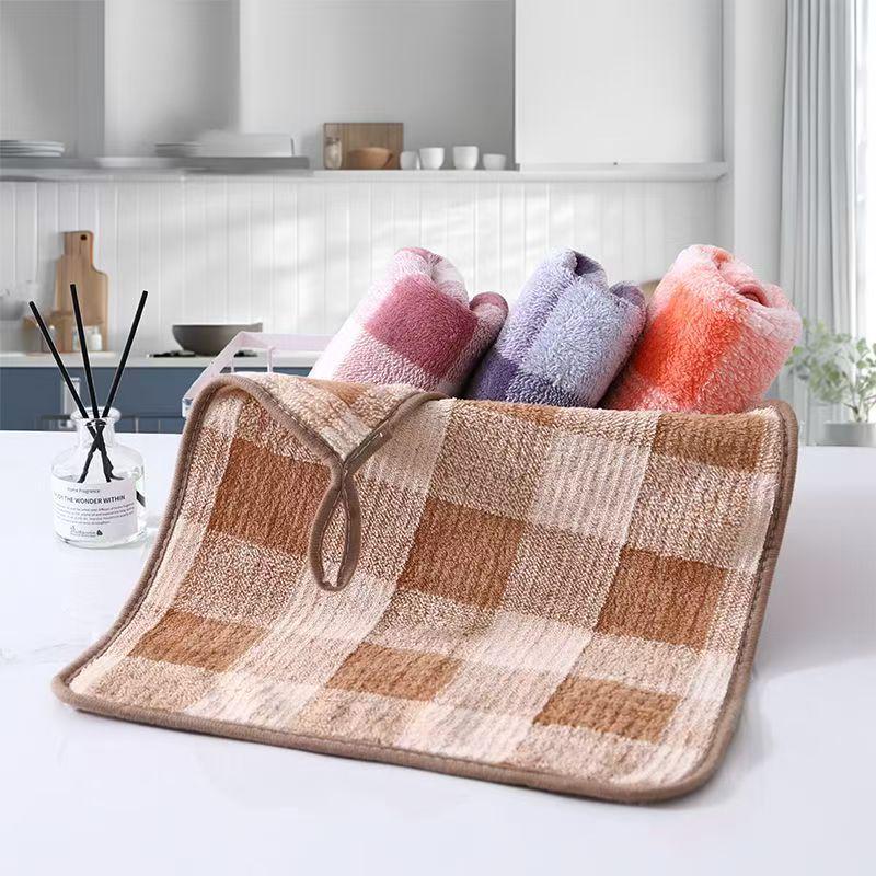 Quick-Dry Non-Stick Coral Fleece Kitchen Dishcloth 25x25 cm