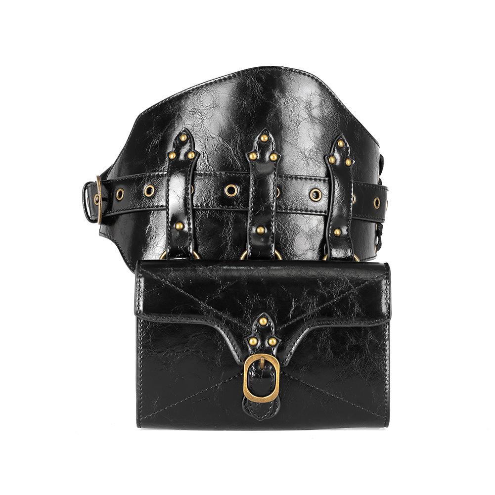 Bag Woman, Steampunk Pu Leather Women'S Bag, Outdoor Mobile Phone Retro Waist Fanny Pack.