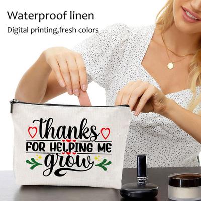 Cosmetic Bag Teacher Theme Compact Toiletry Bag Portable Zipper Close Storage Bag for Travel And Dressing Table