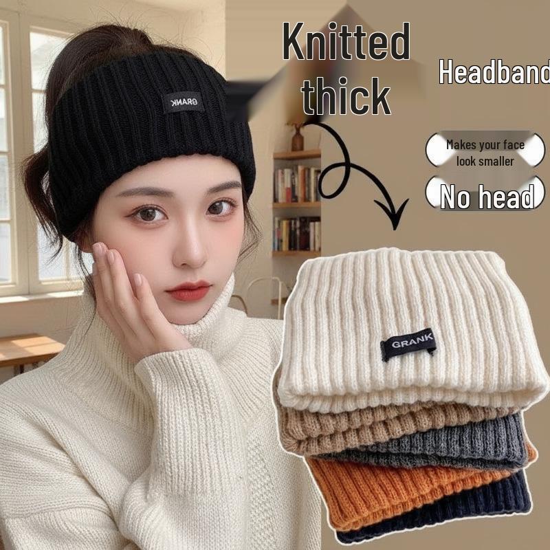 Four Seasons Wide Edge Sport Headband - Internet Celebrity Style, Solid Color, Wearable Knitted Hairband