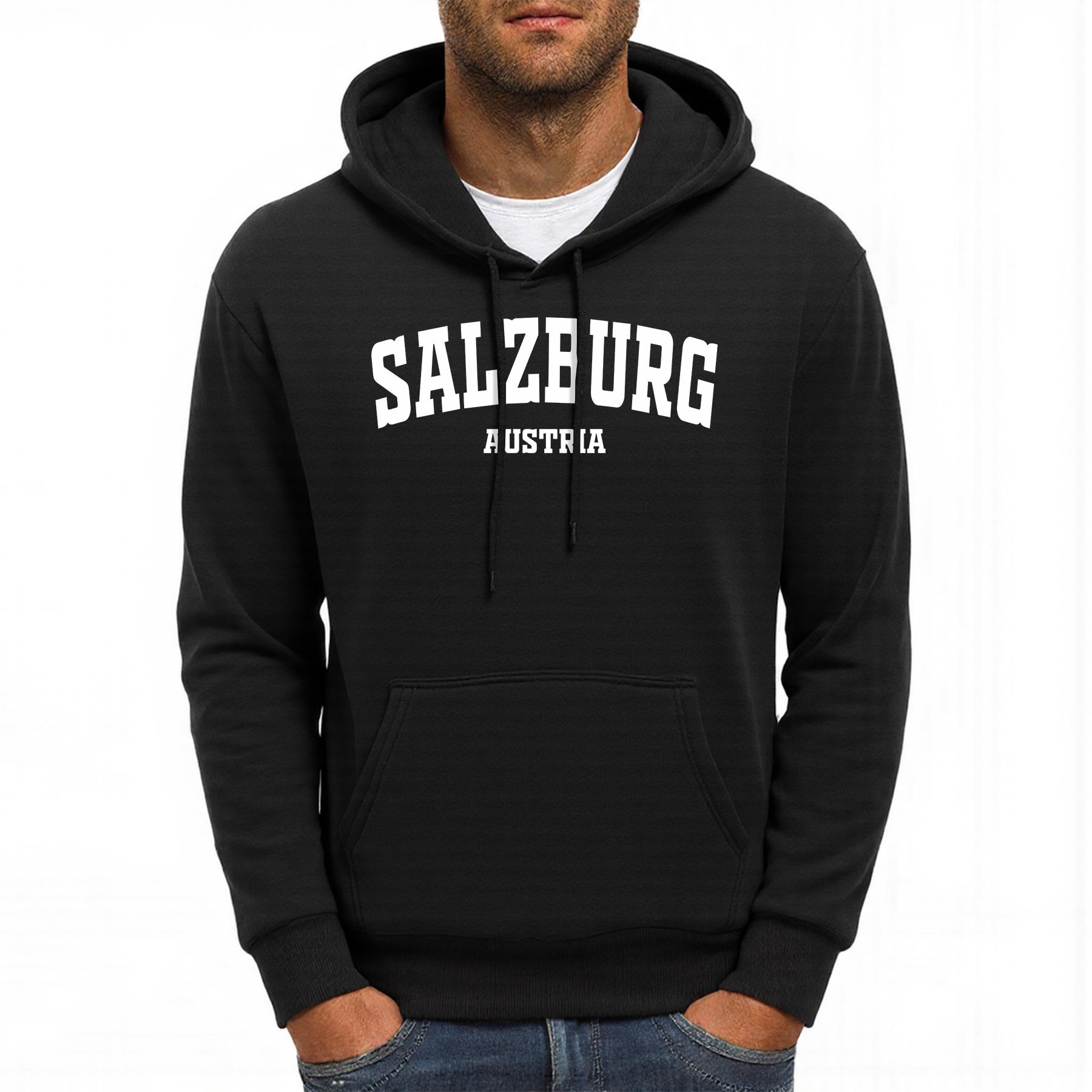 

Salzburg Austria Letter Design Men Hoodies Pocket Comfortable Hoody Casual Hip Hop Sportswears All-Match Fleece Clothing 3XL