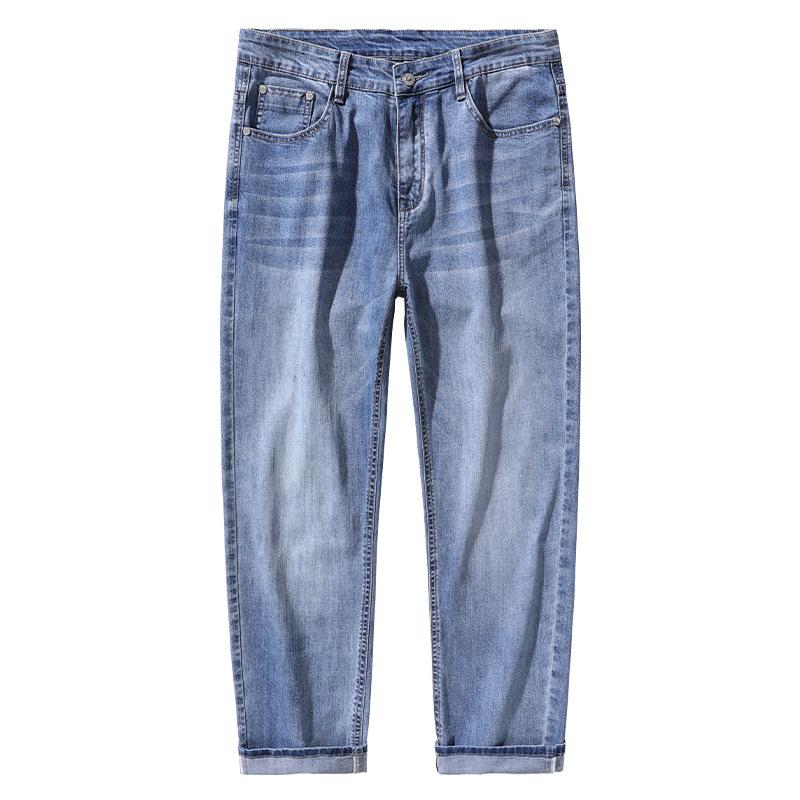 Spring and Summer New Men's Loose Small Straight Light Business Jeans Trousers Men