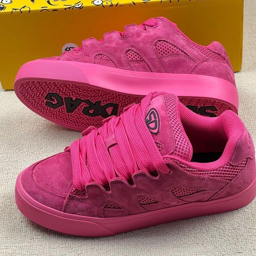 New dragon fruit color letter sole bread shoes women's ins niche retro casual shoes American heightening sports shoes