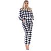 Keanu Womens/Ladies Checkered Fleece Hooded Long Pyjama Set