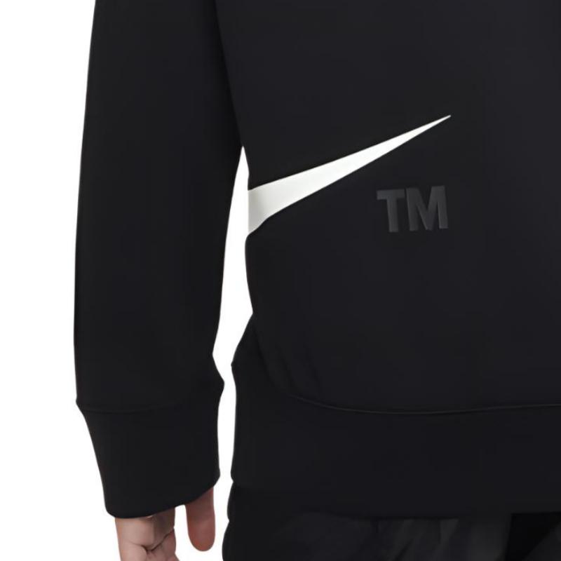 Nike Swoosh Comfortable Ribbed Soft Long Sleeve Sweatshirt Kids sweatshirt Black White DV8119-010