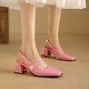 Women's high-heeled sandals spring and summer new simple and comfortable thick heel large size light mouth bag head sandals