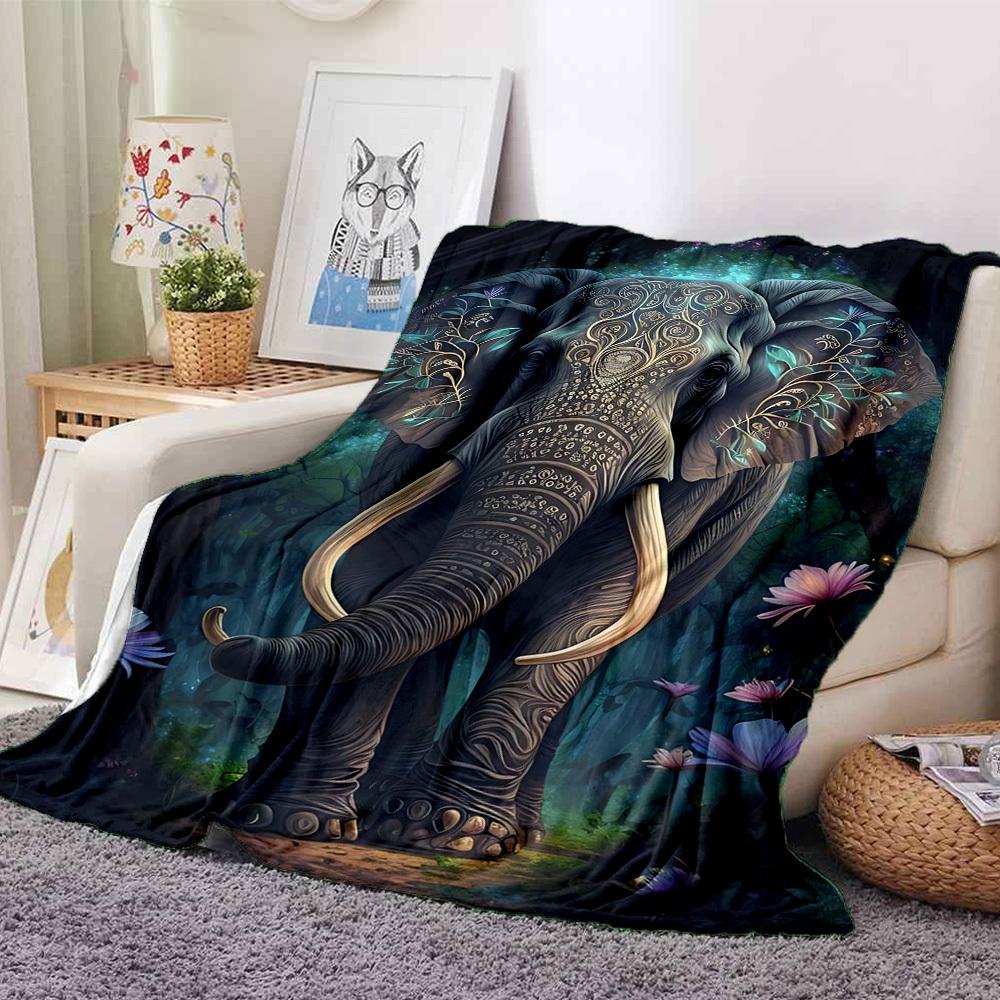 1pc Elephant Artwork Blanket Lightweight Blanket Throw Blanket For Sofa, Bed, Travel, Camping, Livingroom, Office yy251010017