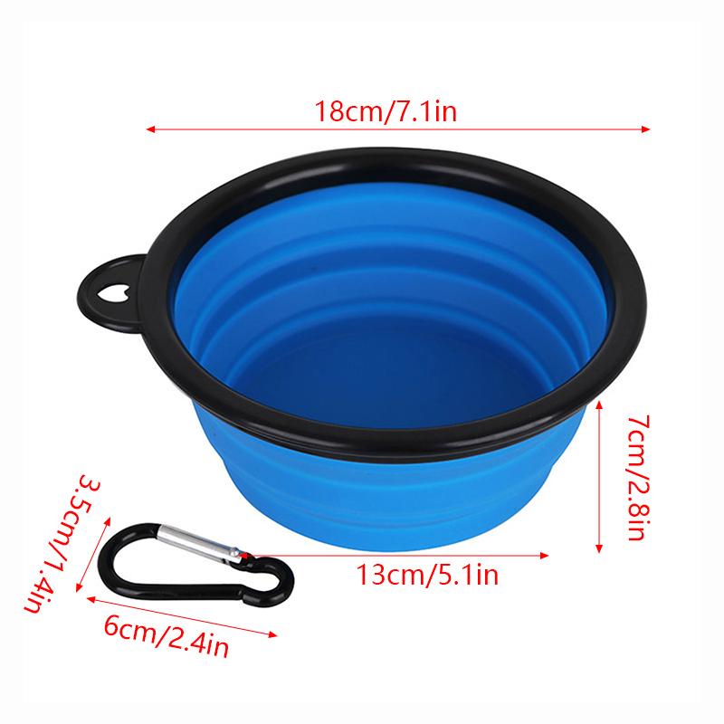 1000ml Collapsible Dog  Folding Silicone Bowl Pet Outdoor Travel Portable Puppy Food Container Feeder With Carabiner