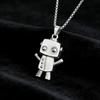 Trendy Hip Hop Robot Pendant Charm Necklace for Men & Women - Stainless Steel Long Sweater Chain