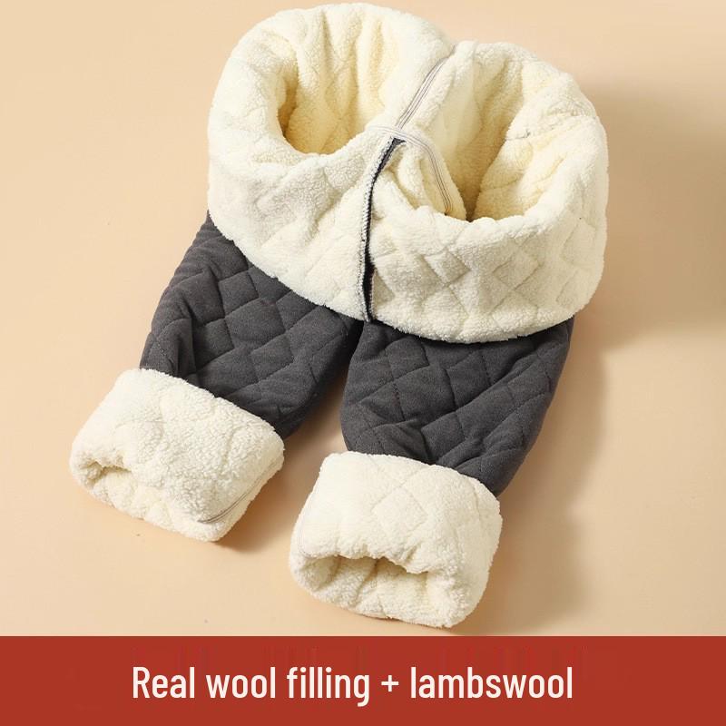Northeast Men's Thick Wool + Velvet Warm Winter Elastic Heat-Generating Cotton Pants